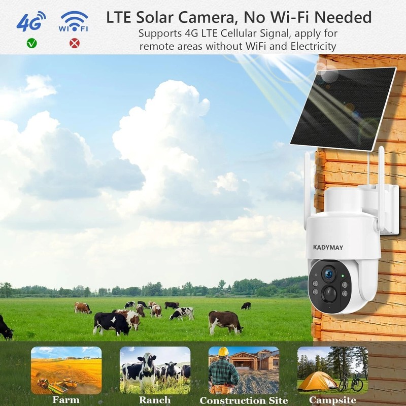 4G LTE Cellular Security Camera No WiFi Solar Outdoor Night Vision With SIM Card gallery