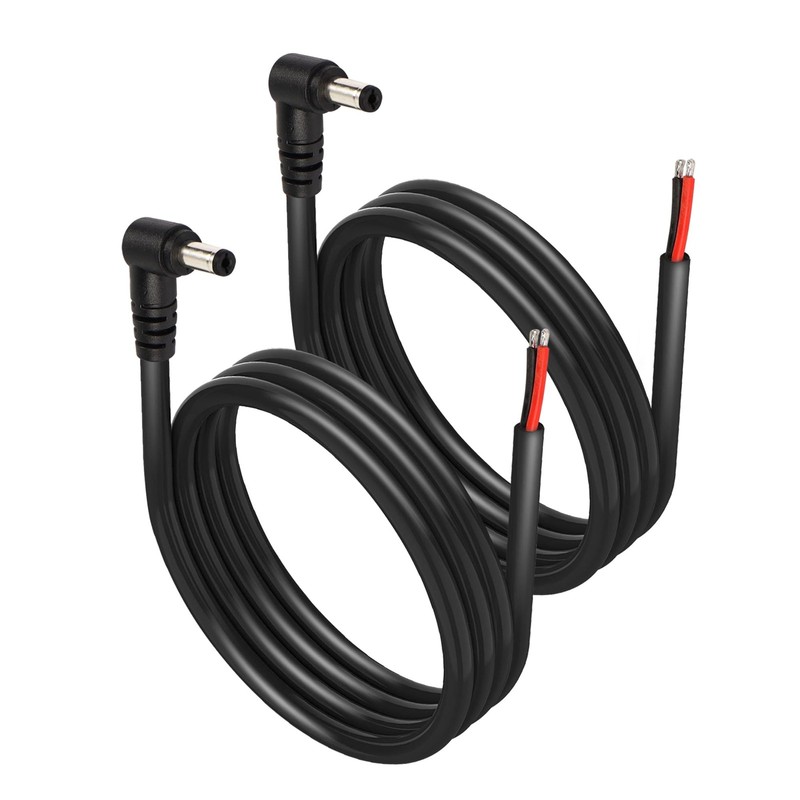 SinLoon 2 Pack DC5521 Power Pigtails Cable, 12V 90 Degree DC 5.5mm x Black