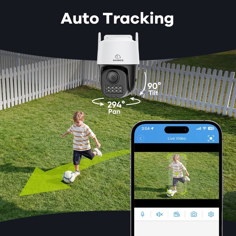 SANNCE 3K 5MP PoE Security IP Camera PT Color Night Vision Outdoor Two Way Audio gallery