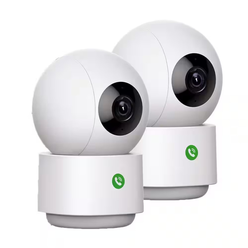 2-Pack 2K HD Indoor Security Camera with 1-Touch Call, Smart Motion Tracking, IR