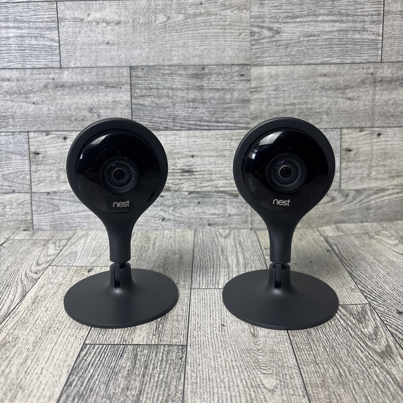 Pair Of Google Nest Indoor Security Cameras 1st Gen With Stands A0005 TESTED