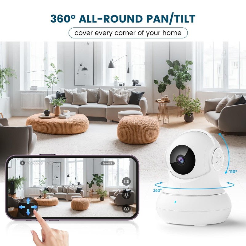 Security Camera Indoor 2K 360 Pan Tilt Home Motion Detection Baby Monitor Pet gallery