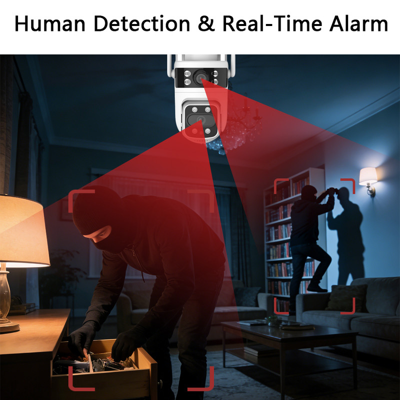 6MP Dual Lens Camera Outdoor 2.4G WIFI PTZ 6MP Smart Home Security IR Cam gallery