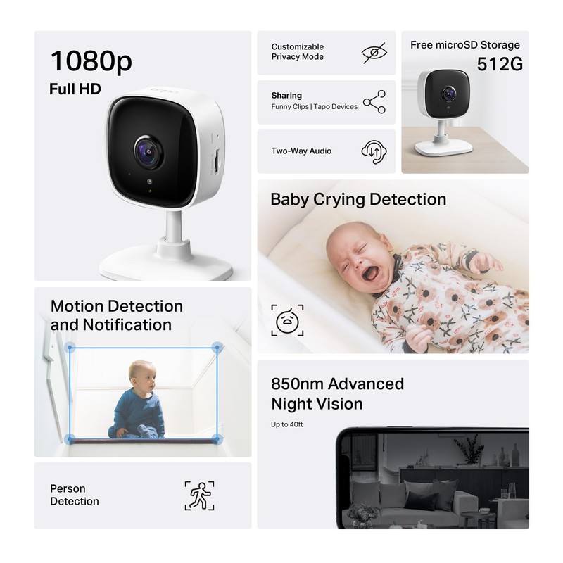 1080P Indoor Wired - Works as a Baby & Pet Monitor, Motion Detection, 2-Way A... gallery
