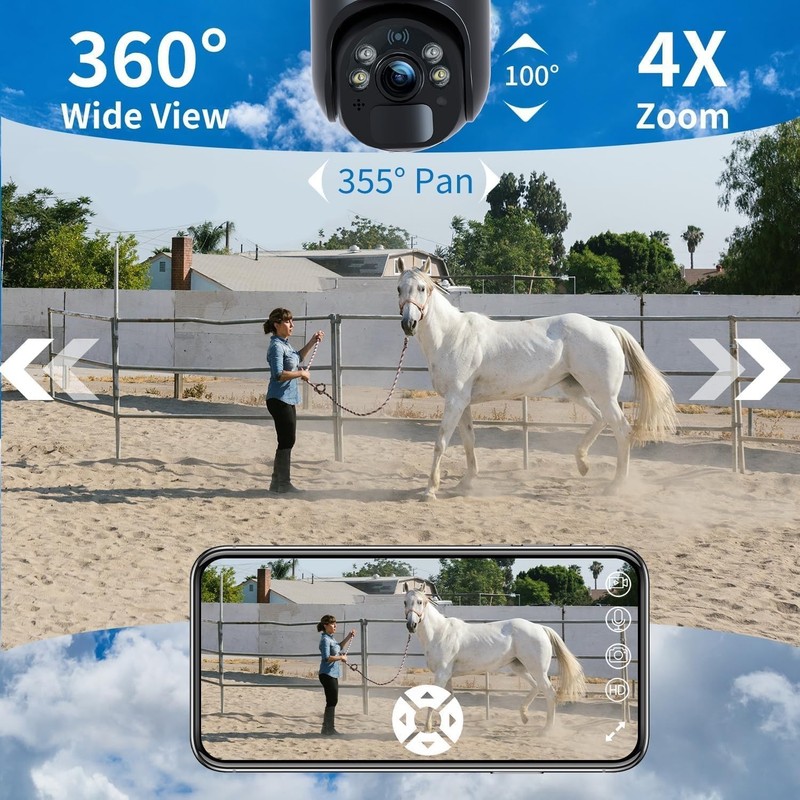 4G LTE Solar Security Camera with 2K HD Night Vision - 360° PTZ View, Waterproof gallery