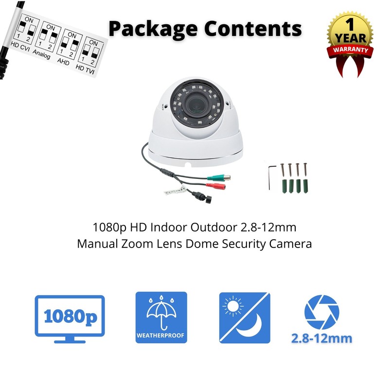 1080p HD Night Vision Outdoor Indoor CCTV Security Camera Manual Zoom Lens gallery