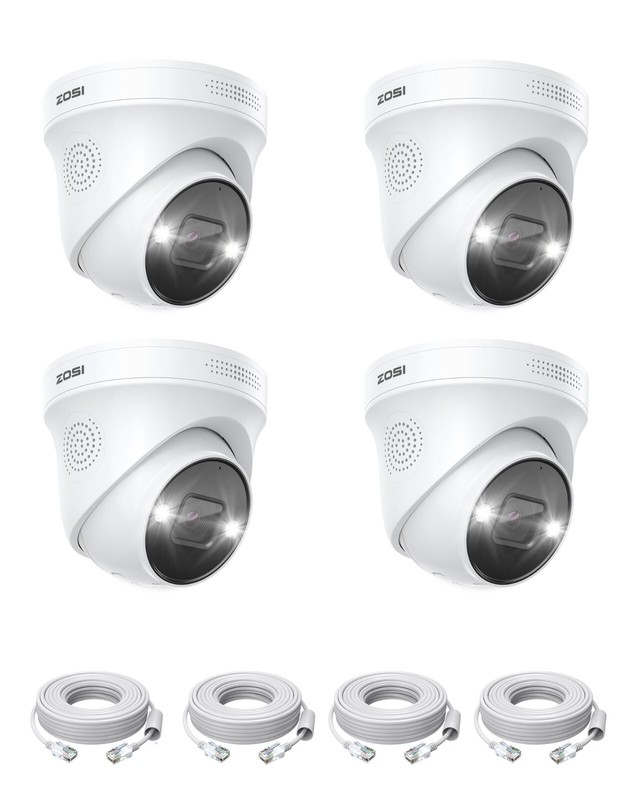ZOSI 4PK AI 5MP/4K PoE Security CCTV IP Camera 2 Way Audio Human Vehicle Detect
