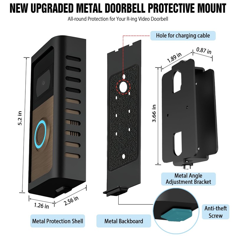 Anti-Theft Doorbell Angle Mount - 2026 New Upgraded Steel Metal Adjustable Br... gallery