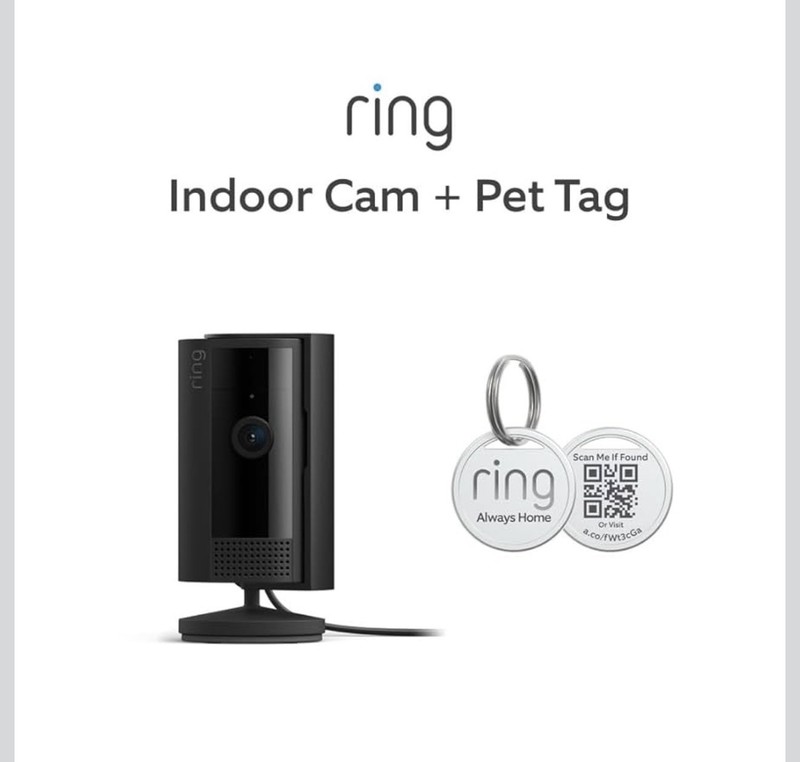 Ring Indoor Cam (2nd Gen), Black with Ring Pet Tag