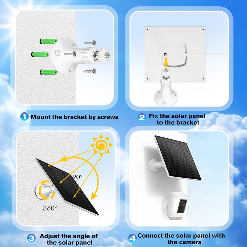 5W 10W USB Solar Panel with 9.8ft Cable for Outdoor Rechargeable Battery Camera gallery