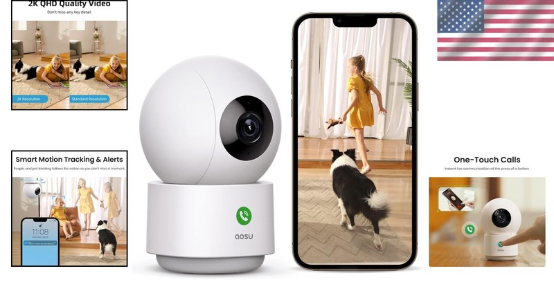 2K 360-Degree Indoor Security Camera - Smart Motion Tracking & Alexa Compatible gallery
