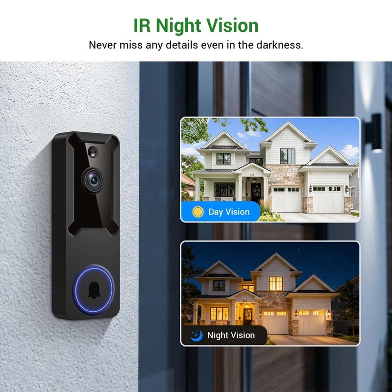 1080p Wireless Wi-Fi Video Doorbell Camera for Home Safety, Night Vision, Two... gallery