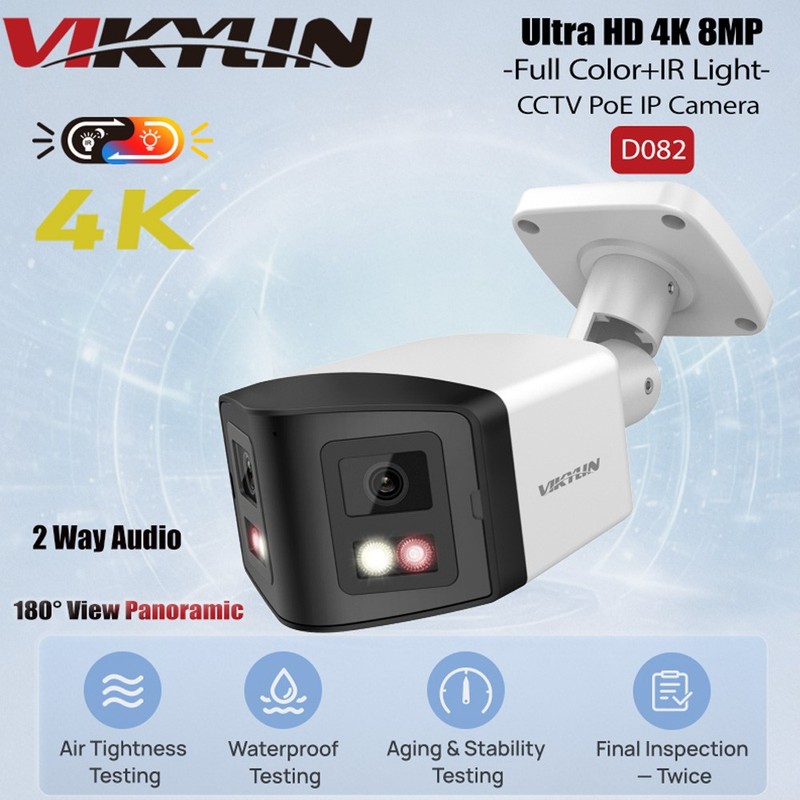 Vikylin 4K 8MP Security Dual Lens POE IP Camera Smart Dual Light Audio+Speaker