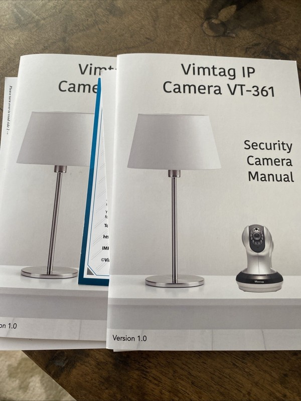 VIMTAG SECURITY CAMERA VT-361 - 3 CAMERAS WITH APPLICABLE HARDWARE AND MANUALS. gallery