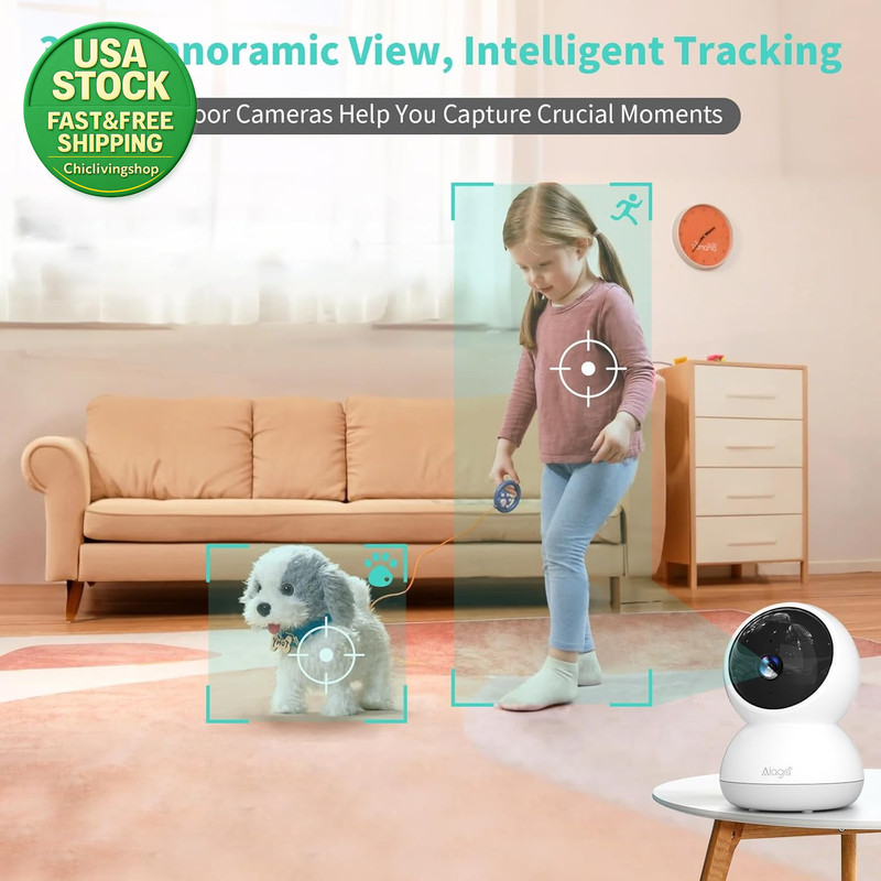 Indoor Security Camera 3K HD 360 Degree Pan Tilt Night Vision Pet Monitor gallery