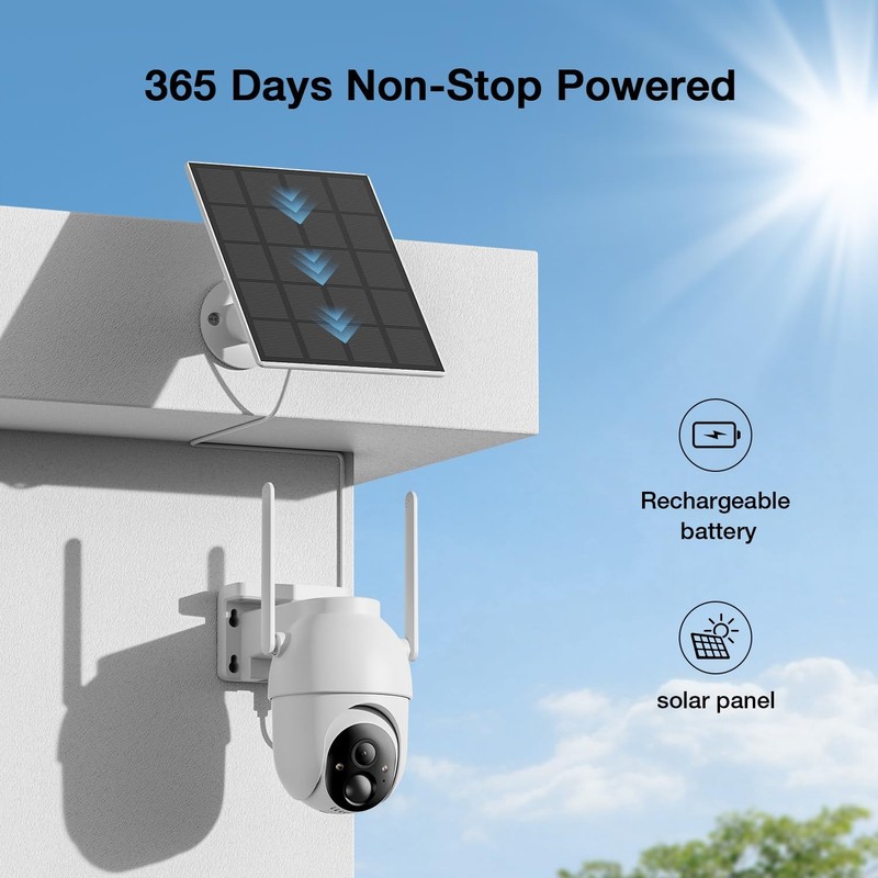 Solar Security Cameras Wireless Outdoor, 64GB Local Storage Included, 2K/4MP ... gallery