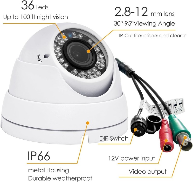 Outdoor Security Dome Camera 1080P, 36 IR-LEDs, Weatherproof gallery