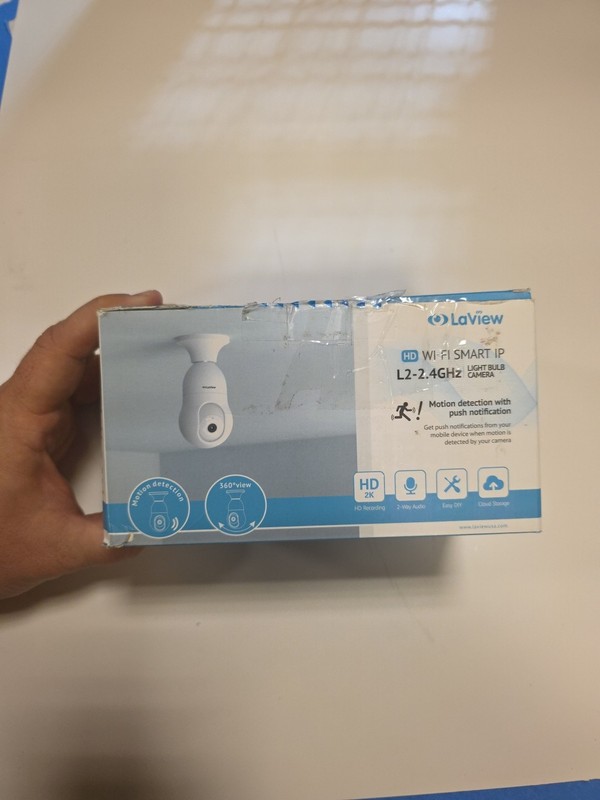 LaView 4MP Bulb Security Camera 2.4GHz,360° 2K 4MP-1PK, White