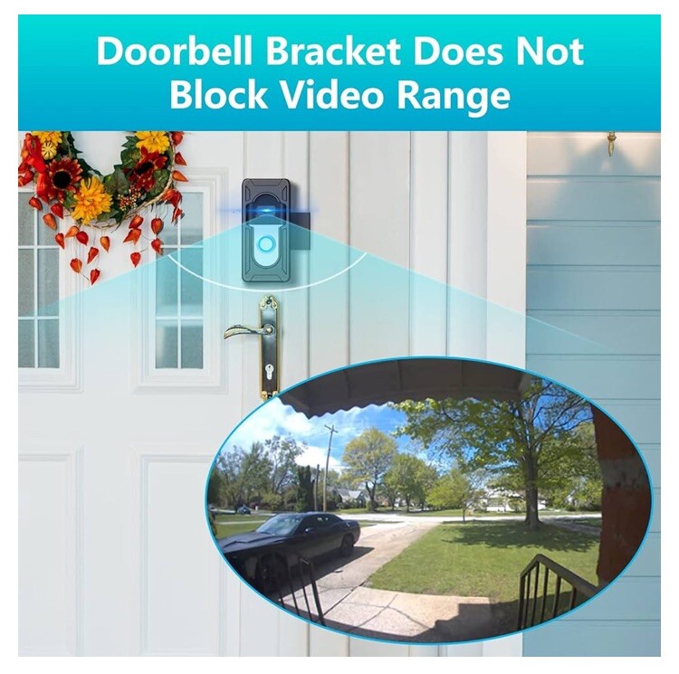 Video Doorbell No Drill Door Mount Cover Bracket Wireless Black (ring) gallery