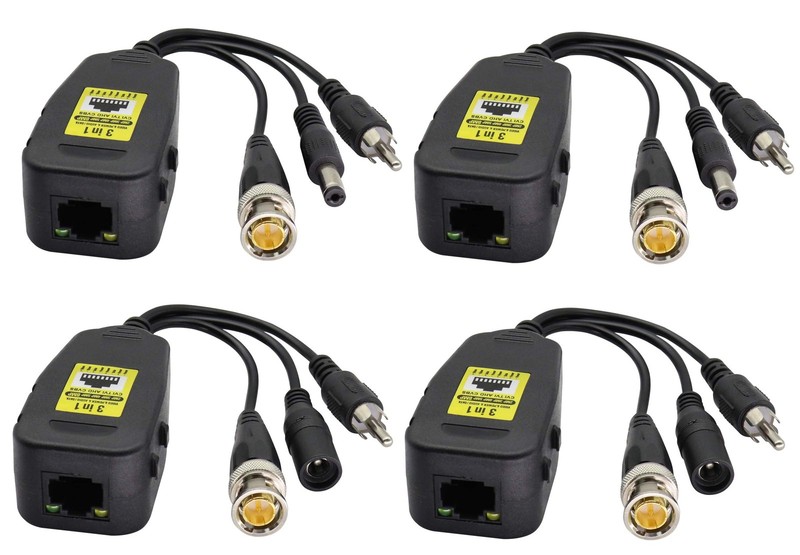 AAOTOKK Passive Video/Audio Power Balun RJ45 to BNC Network 2Pairs