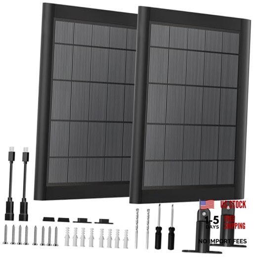 5W Solar Panel Charger with 3500mWh Internal Battery Compatible 2Pack-Black