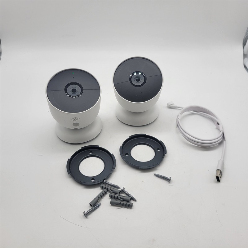 Google Nest Cam Indoor/Outdoor Surveillance Camera, Snow, Pack of 2