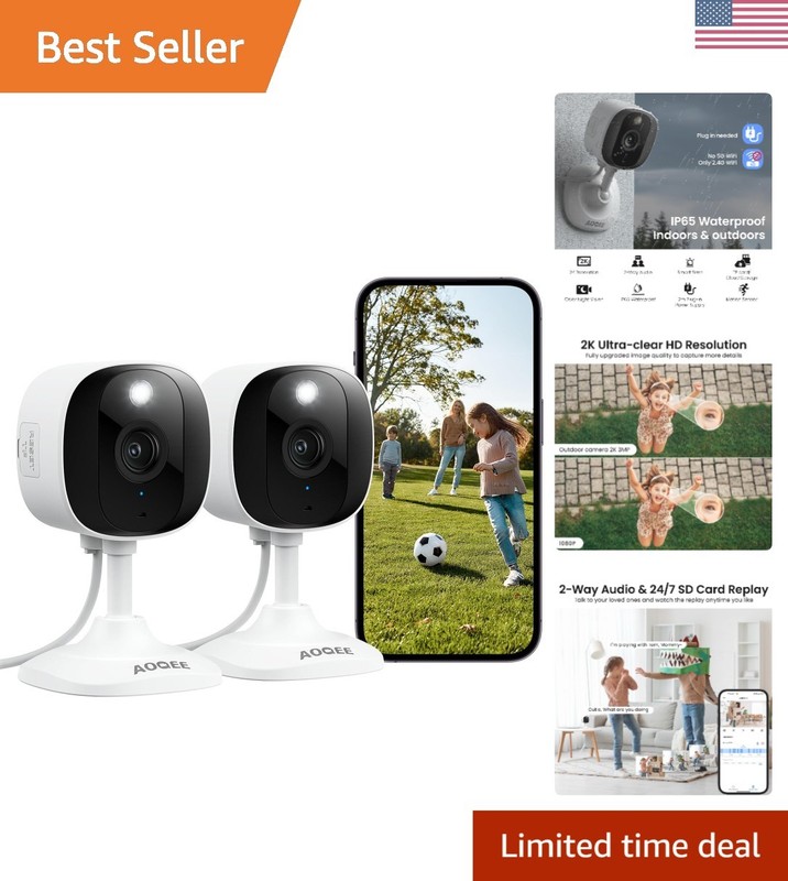 Advanced 2K Security Camera System – Waterproof, Two-Way Audio, Works with Alexa