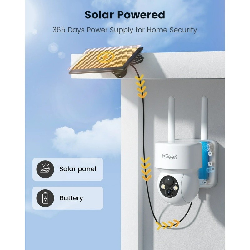 ieGeek Solar Security Cameras 4 Pack 2K WiFi, 360° PTZ Color Night Vision, Alexa gallery