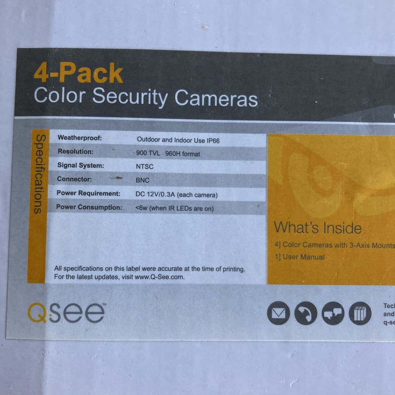 Q-See QM9901B 1000TVL Indoor / Outdoor Bullet Color Camera 4-Pack & Cables gallery