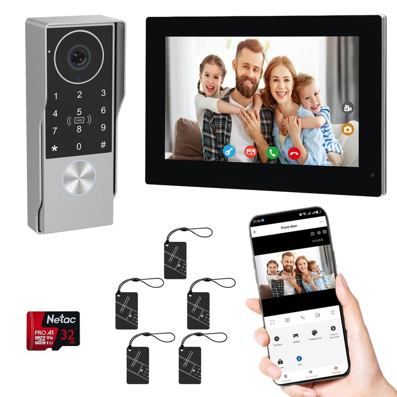 2-Wired Doorbell Camera with Monitor, Video Doorbell Intercom System with key…