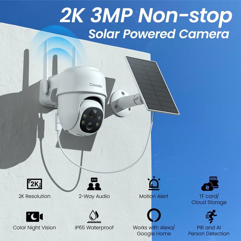 Cinnado Security Camera Outdoor,WiFi Outdoor Pan-Tilt 360°View Motion Detection gallery