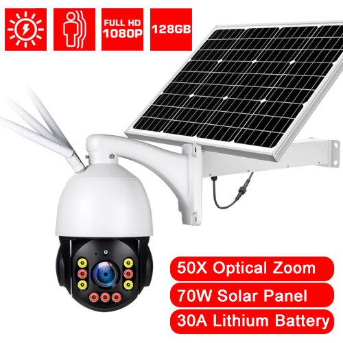 4G WIFI HD Outdoor Solar Security Street Camera 30X Optical Zoom 7/24 PTZ Panel gallery