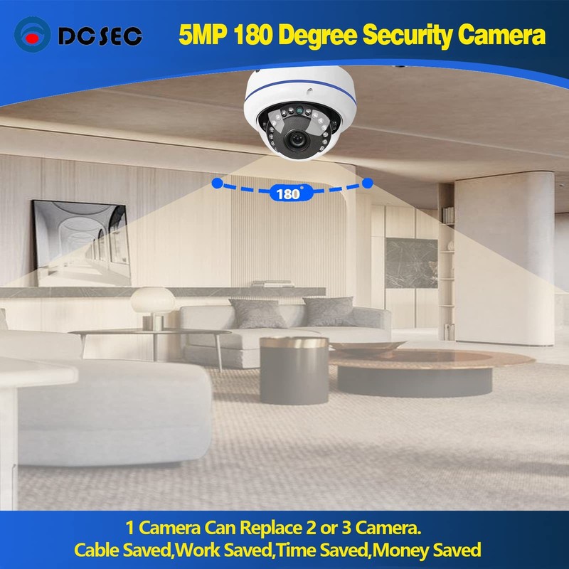 DCSEC 5MP 4MP 180 Degree Wide Angle Dome Security Camera HD-TVI/CVI/AHD/960H ... gallery