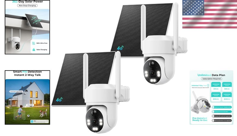 Outdoor Security Camera Bundle - Built-in SIM, Motion Sensor, No WiFi Needed gallery