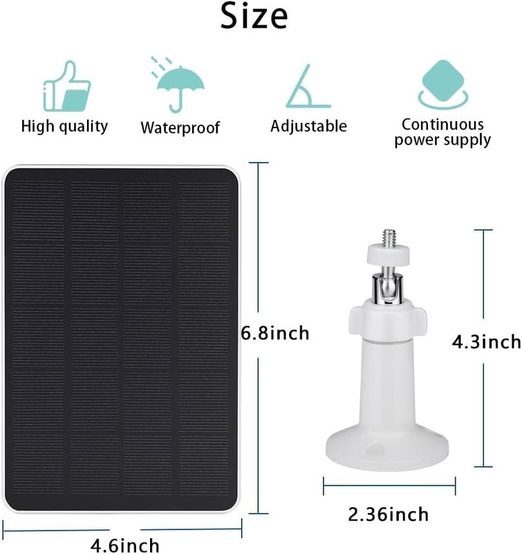 Solar Panel Compatible with SimpliSafe Outdoor Security Camera, Waterproof 4W 5V gallery