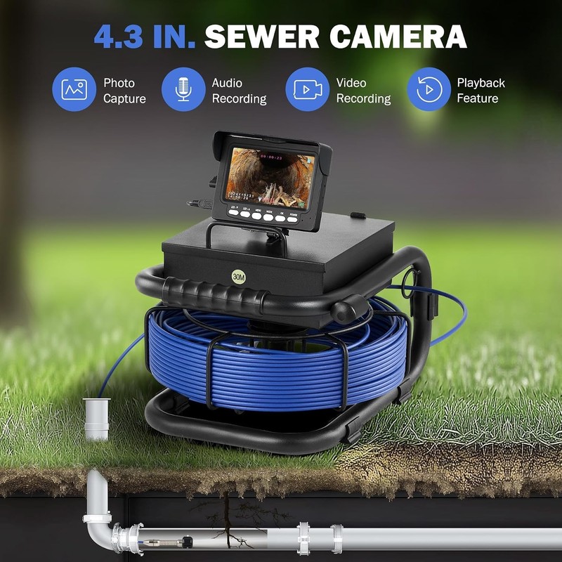 ZELCAN Sewer Camera Drain Camera 100FT 4.3 LCD IP68 gallery