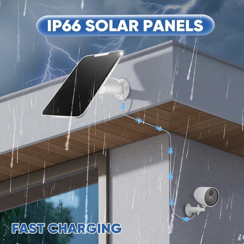 4W Solar Panel for SimpliSafe Outdoor Security Camera, IP66 Weatherproof White gallery