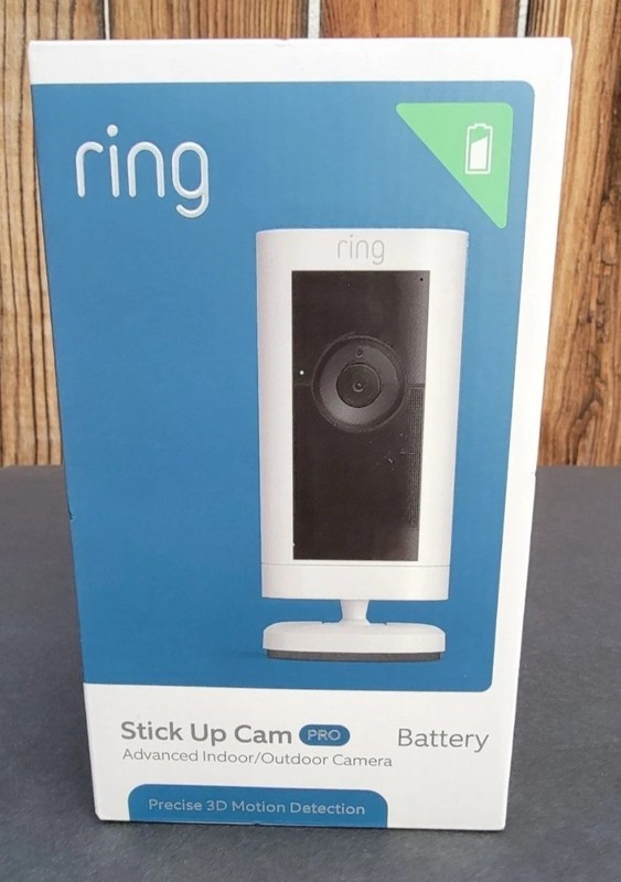 Ring Stick Up Cam Pro – White – Battery – Indoor/Outdoor – 3D Motion New Sealed