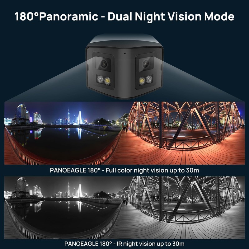 4MP Dual Lens PoE IP Security Camera Outdoor with 180° Panoramic Wide Angle,S... gallery