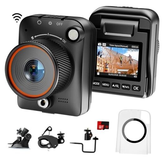 Time Lapse Camera WiFi Construction Outdoor,4k Timelapse Video Camera Black