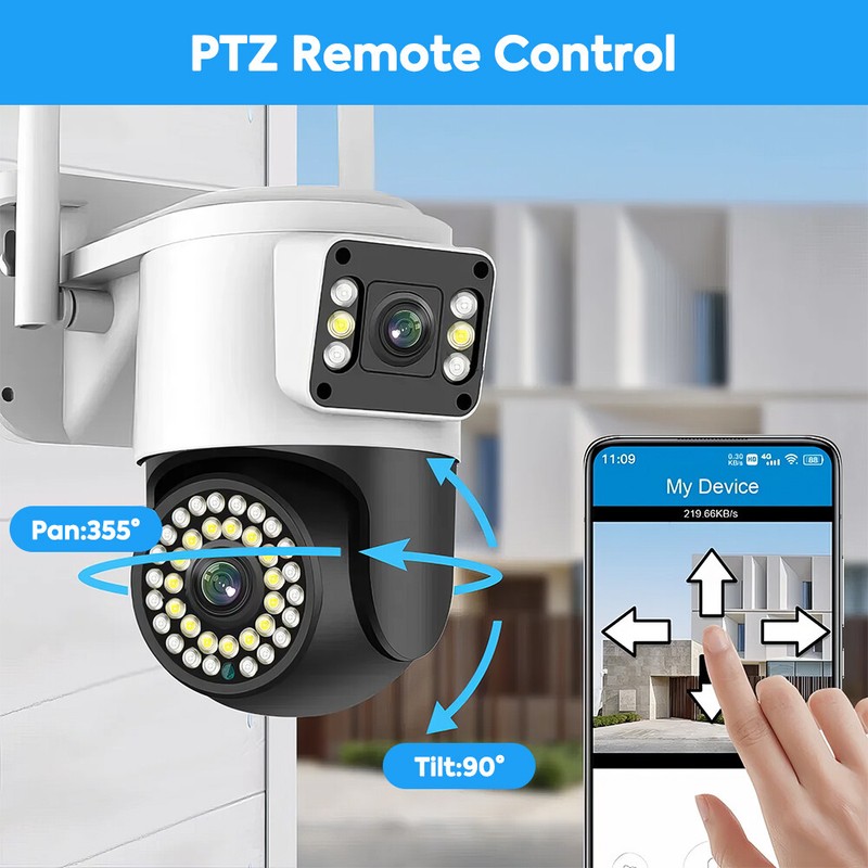 Dual Lens HD WiFi IP Camera Wireless Outdoor CCTV PTZ Home Security IR Cam 360° gallery