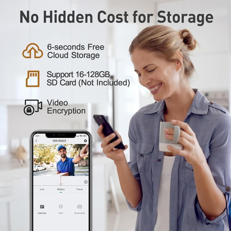 Doorbell Camera Wireless No Subscription, 2K Video Doorbell with Chime, 2-way... gallery