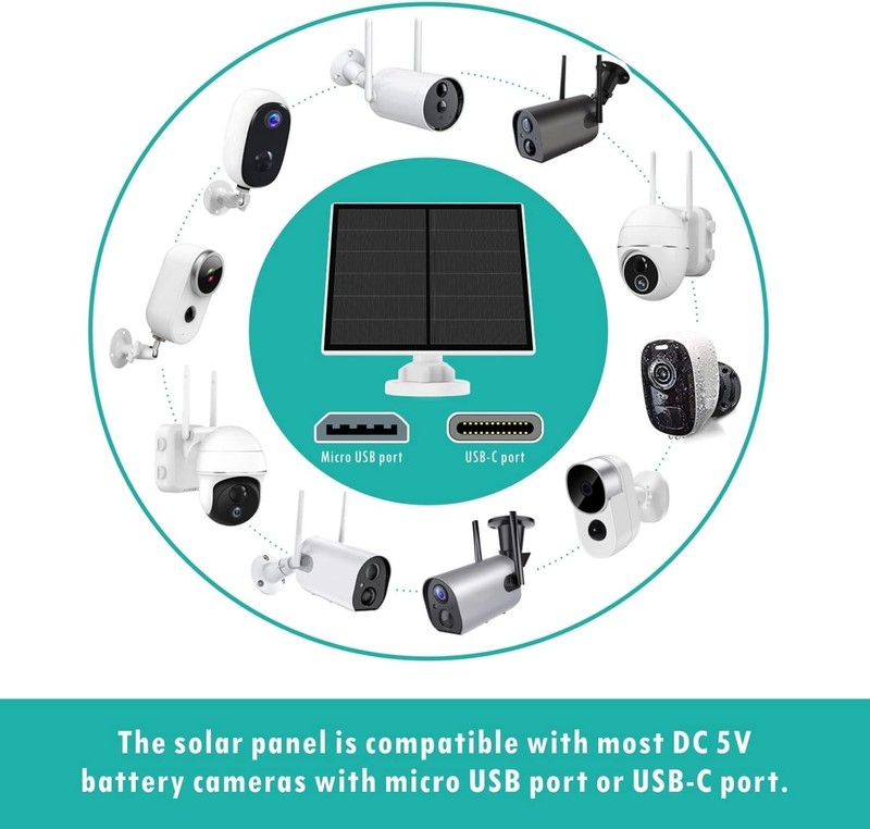 Continuous Charge USB Solar Panel for Rechargeable Camera - Includes 9.8ft Cable gallery