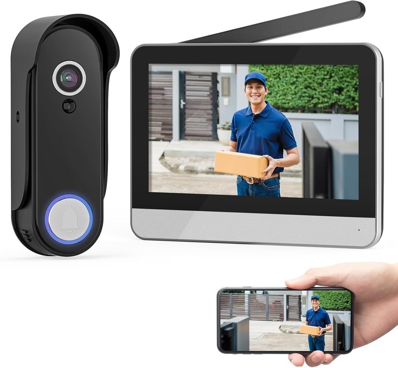 Wireless Smart Video Doorbell System 7in Touchscreen