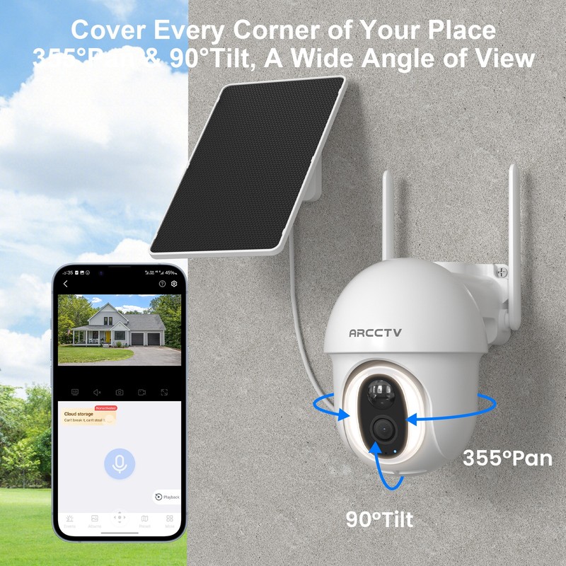 ARCCTV 4G LTE Cellular Security Camera Outdoor Solar Battery Pan/Tilt 2K No WiFi gallery