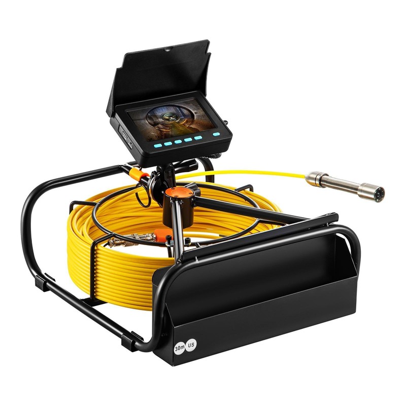 Sewer Camera 30m Cable, 4.3in LCD, IP68 Waterproof, 8500mAh