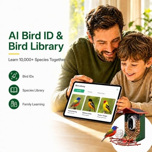 Bird Feeder with Camera, 2K HD 147° Wide Angle, Live View, Solar Powered, IP65 gallery