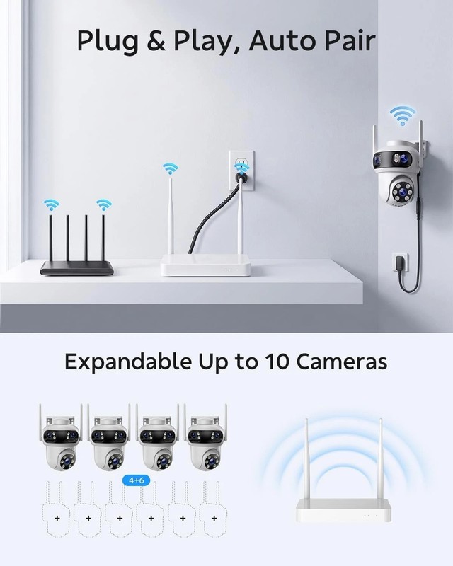4PCS Security Camera System Wireless Triple Lens Outdoor WiFi Cam Auto Tracking gallery