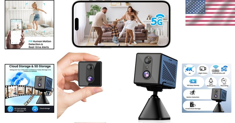 Upgraded Indoor Surveillance Camera - 5GHz WiFi, 4K HD Video, Motion Detection gallery