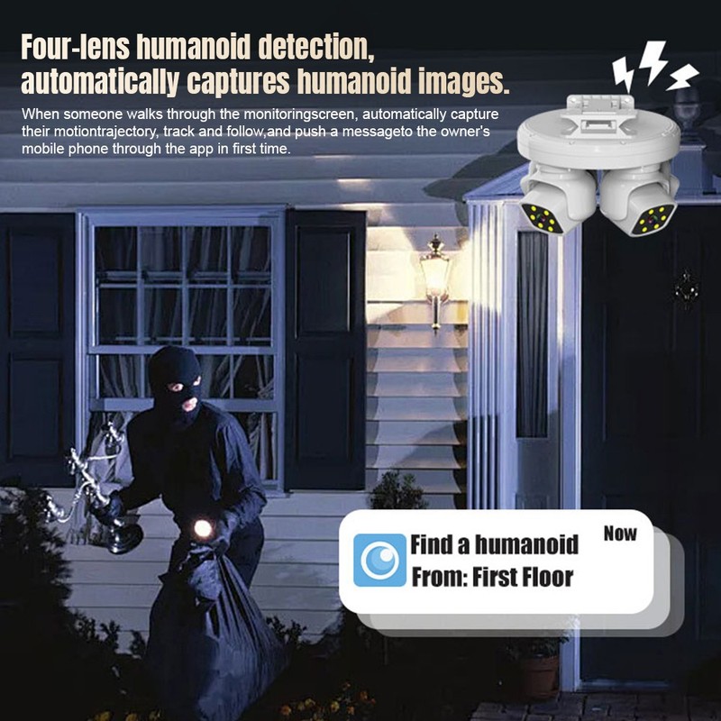 4 Lens Four Screen 12MP WiFi HD IP Camera 10X Zoom Outdoor Security Camera CCTV gallery